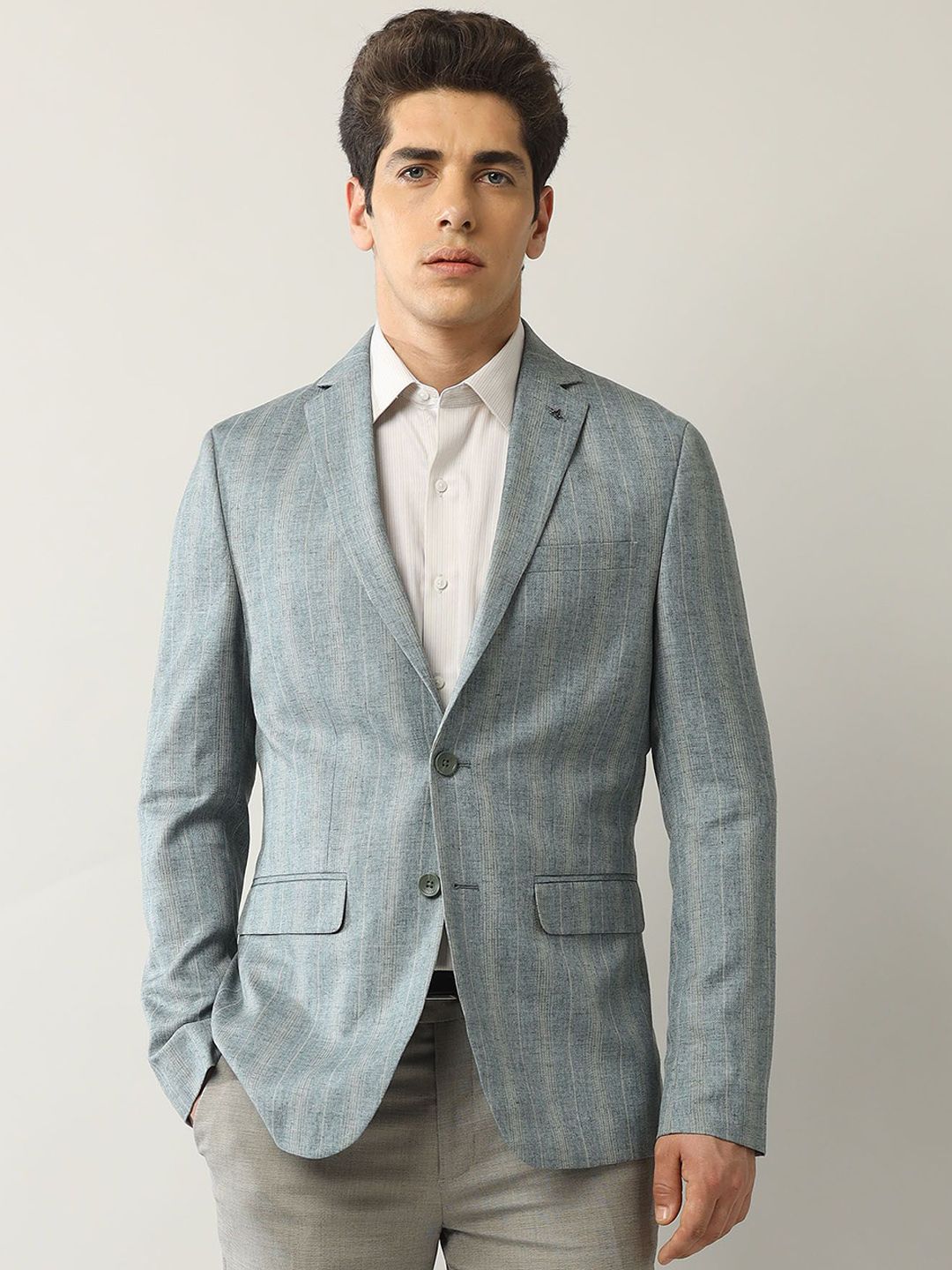 Arrow Striped Tailored-Fit Single-Breasted Formal Blazer-image-31