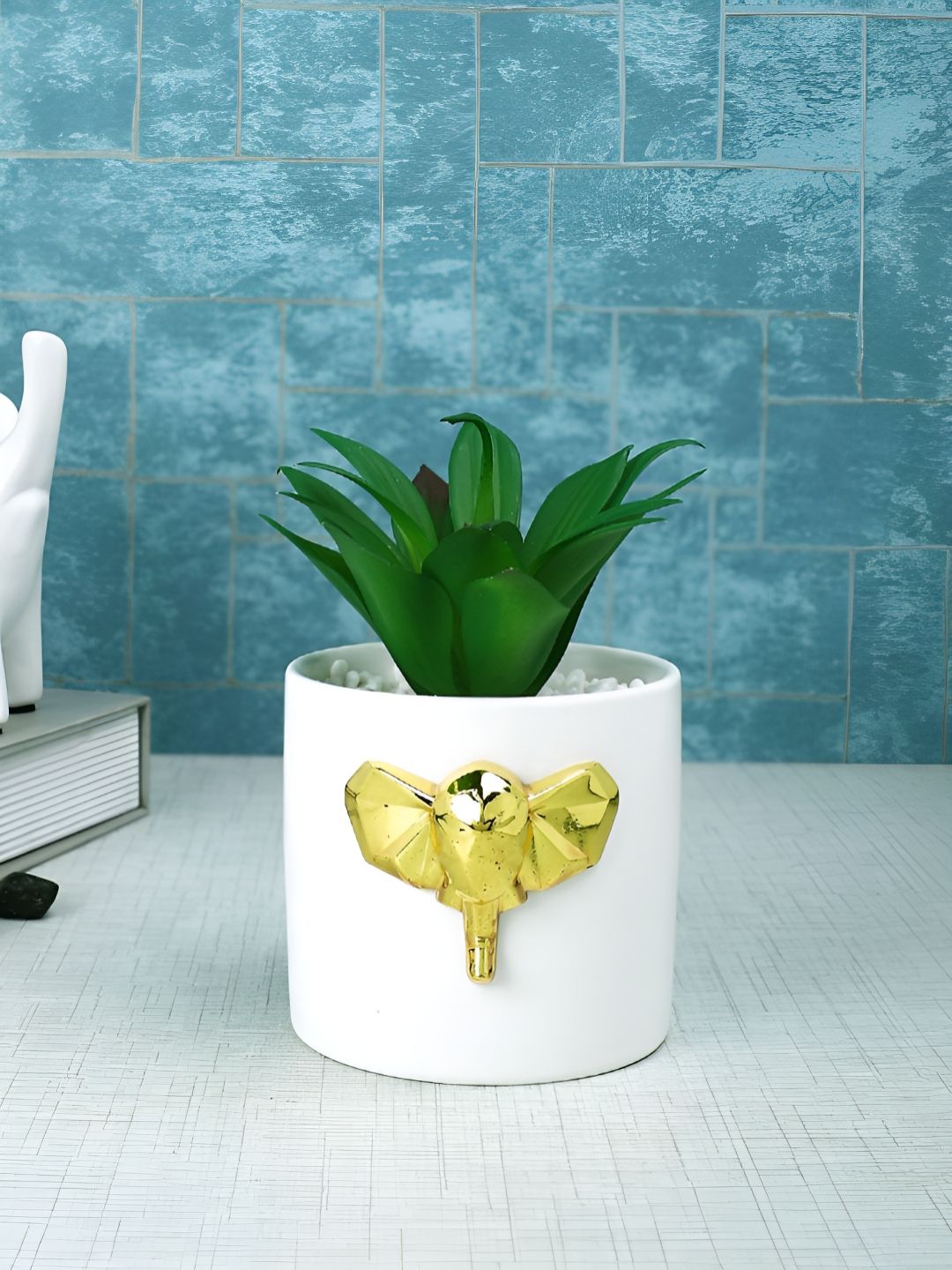 TAYHAA White 1 Pieces Succulent Artificial Plant With Pot-picture-23