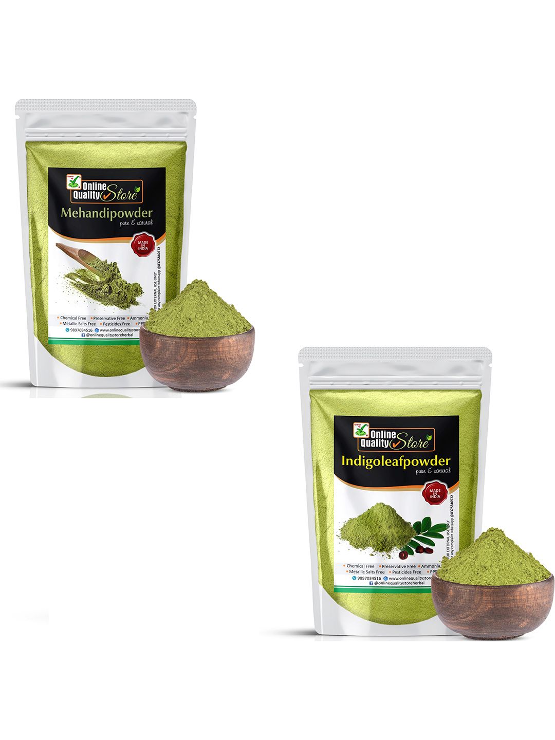 Online Quality Store Set Of 2 Indigo Powder & Mehendi Powder For Hair - 200 g Each-image-42