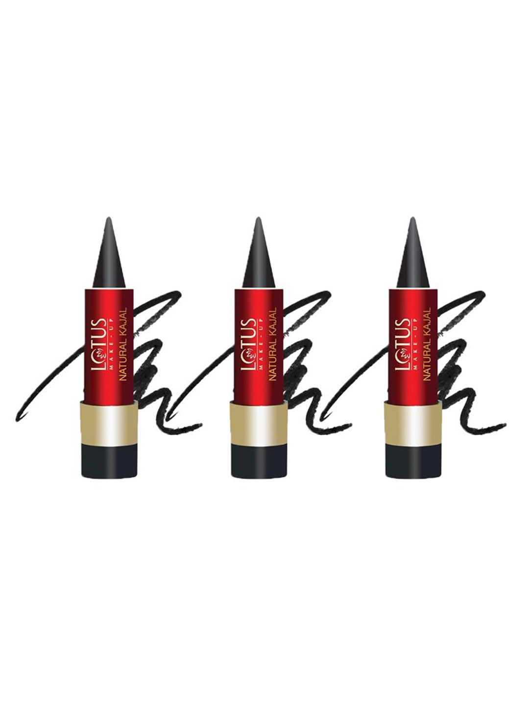 LOTUS Make-up Set Of 3 Natural Smudge Proof Kajal With Botanical Extracts - Black