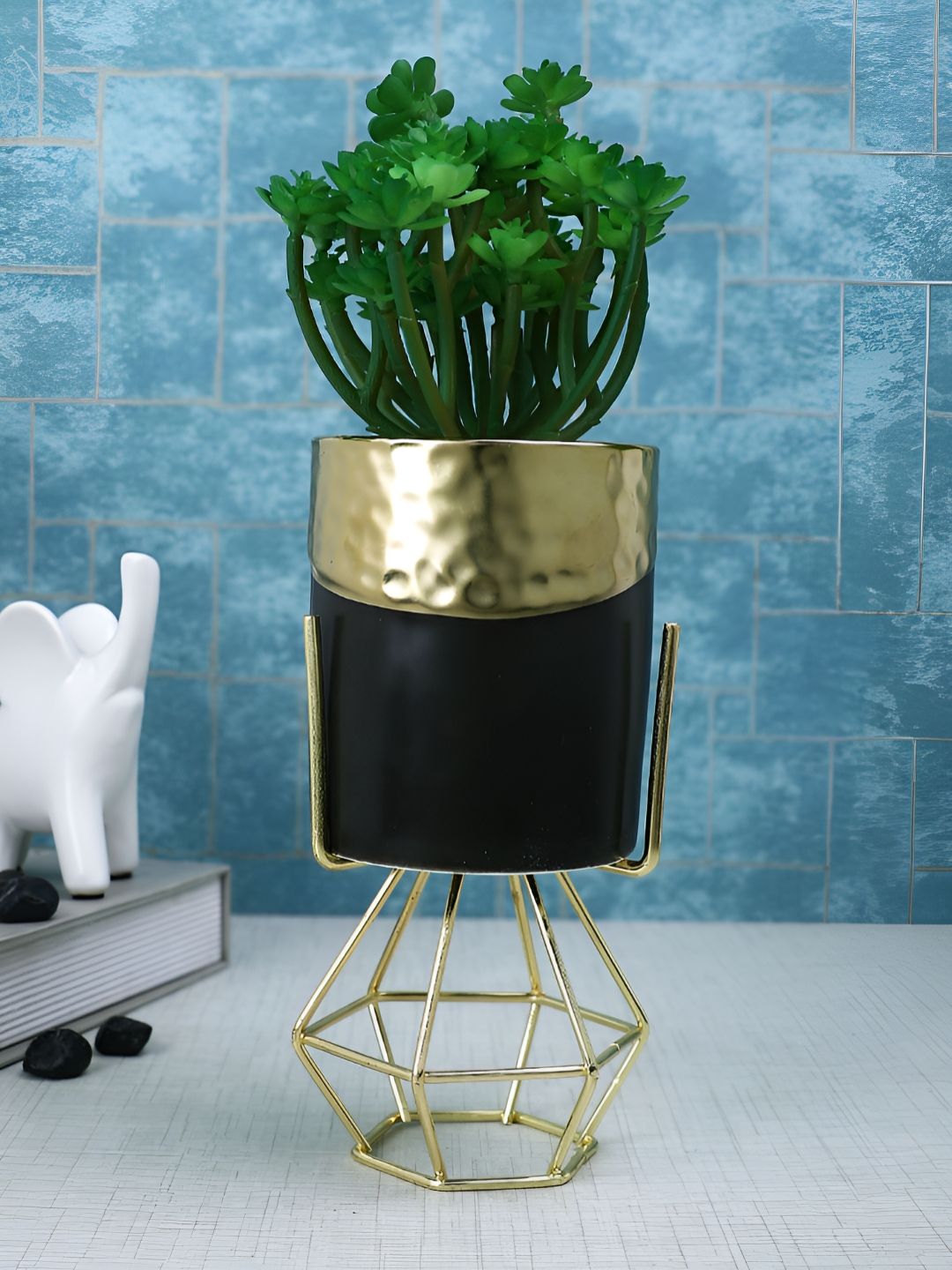 TAYHAA Black 1 Pieces Succulent Artificial Plant With Pot-picture-31