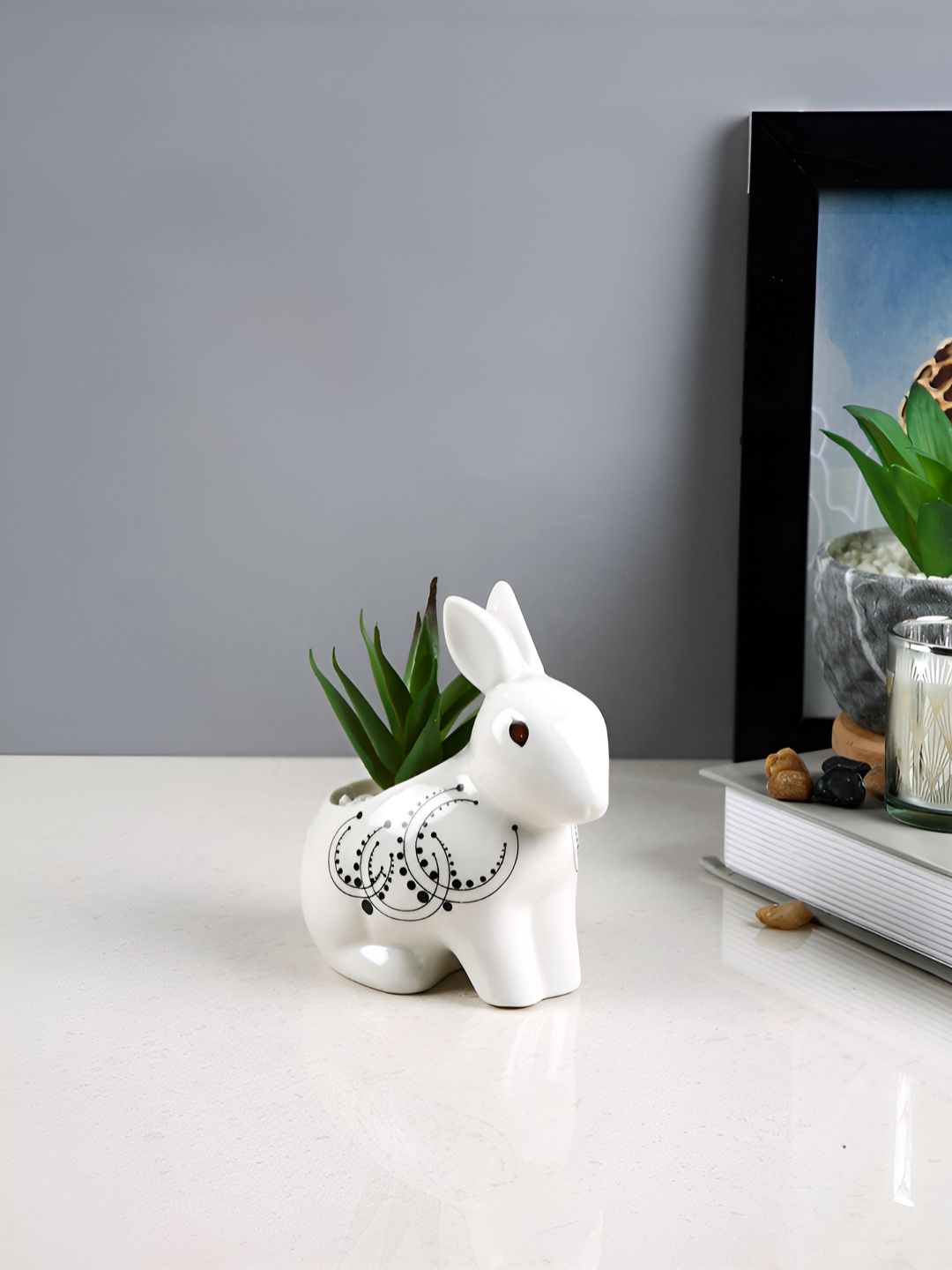 TAYHAA White 1 Pieces Succulent Artificial Plant With Pot-picture-40
