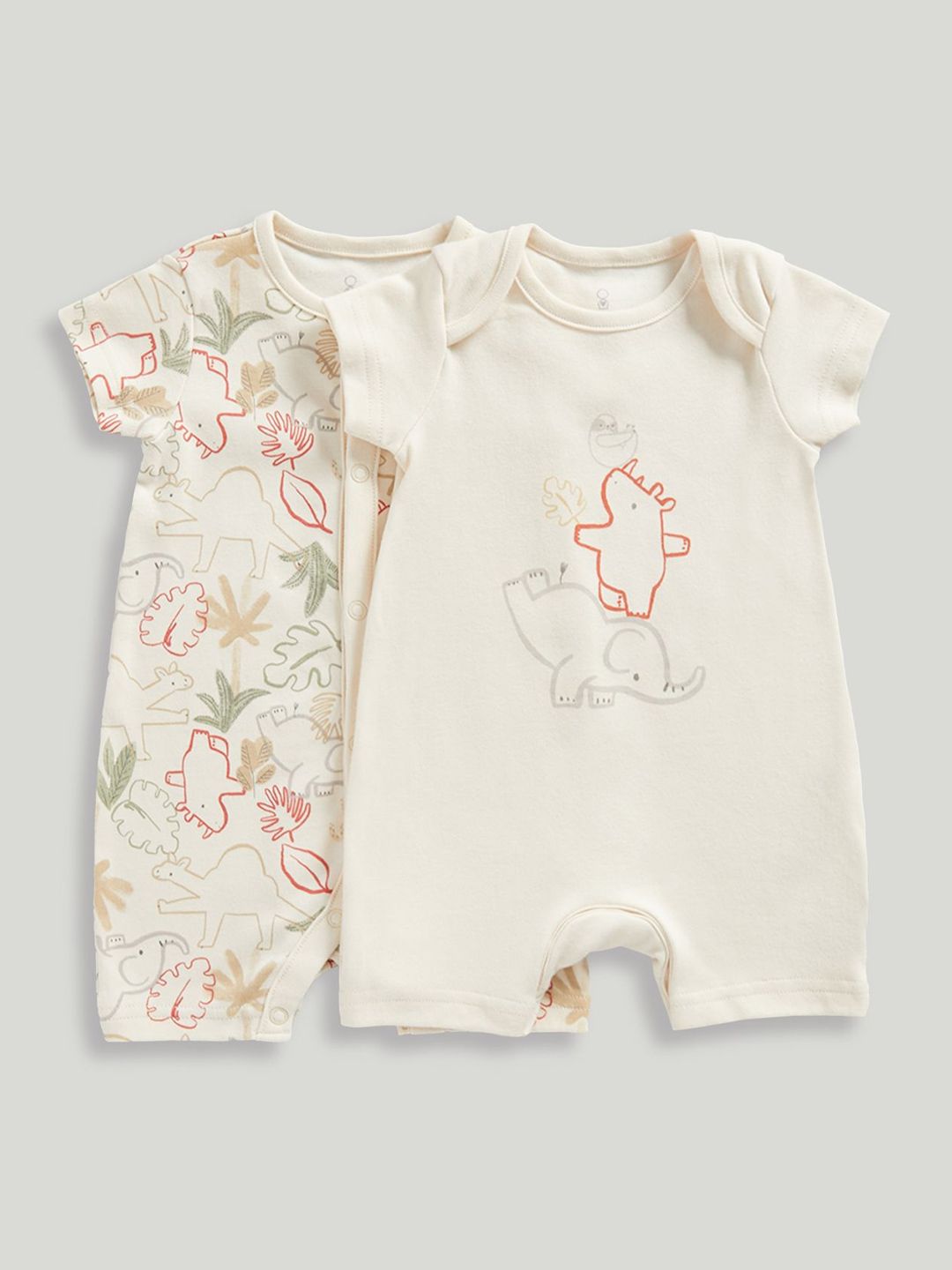 mothercare Infant Boys Pack Of 2 Printed Pure Cotton Rompers