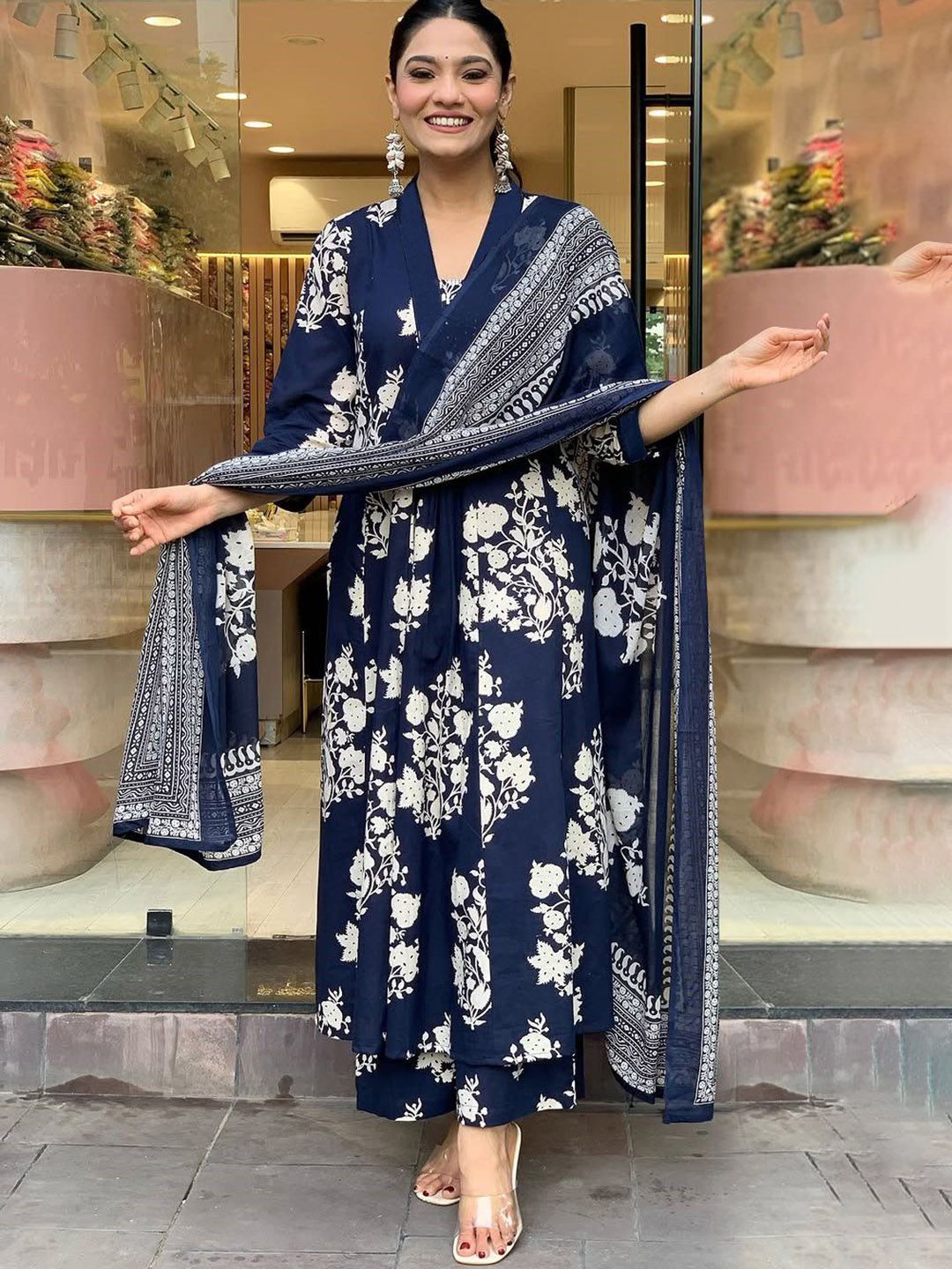 KALINI Women Ethnic Motifs Printed Regular Kurta with Palazzos & With Dupatta