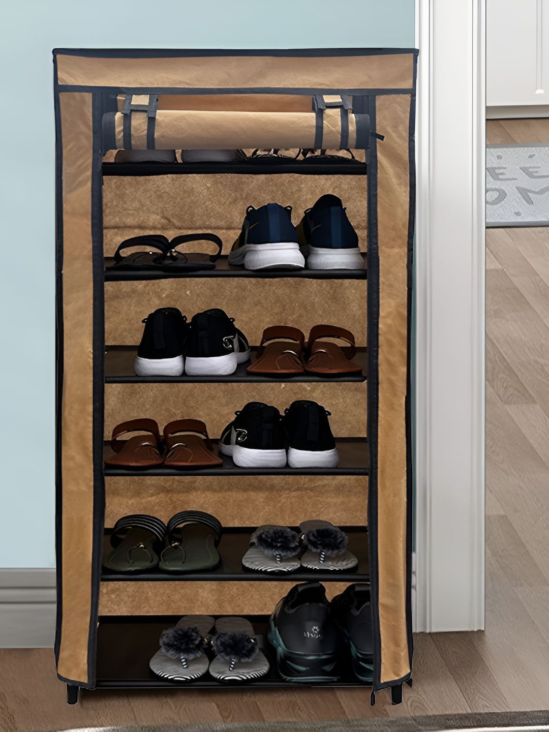 Rmerchants Beige Stainless Steel 6 Shelves Shoe Rack-image-21