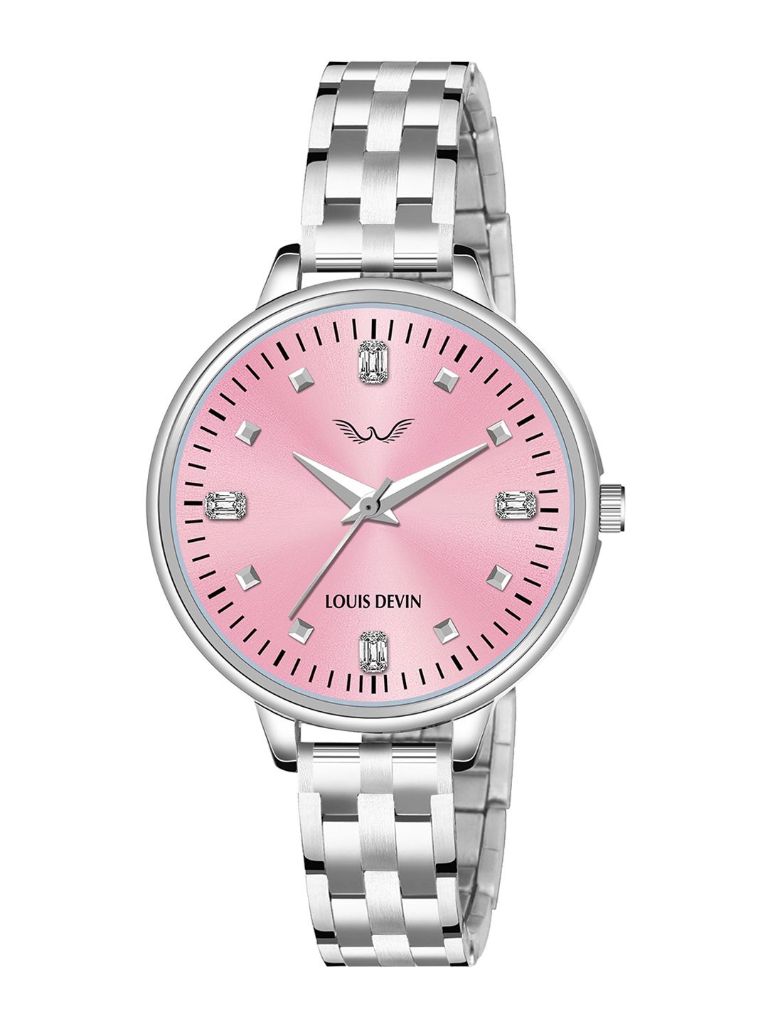 LOUIS DEVIN Women Brass Dial & Stainless Steel Straps Analogue Watch LD-L178-PNK-CH-picture-19