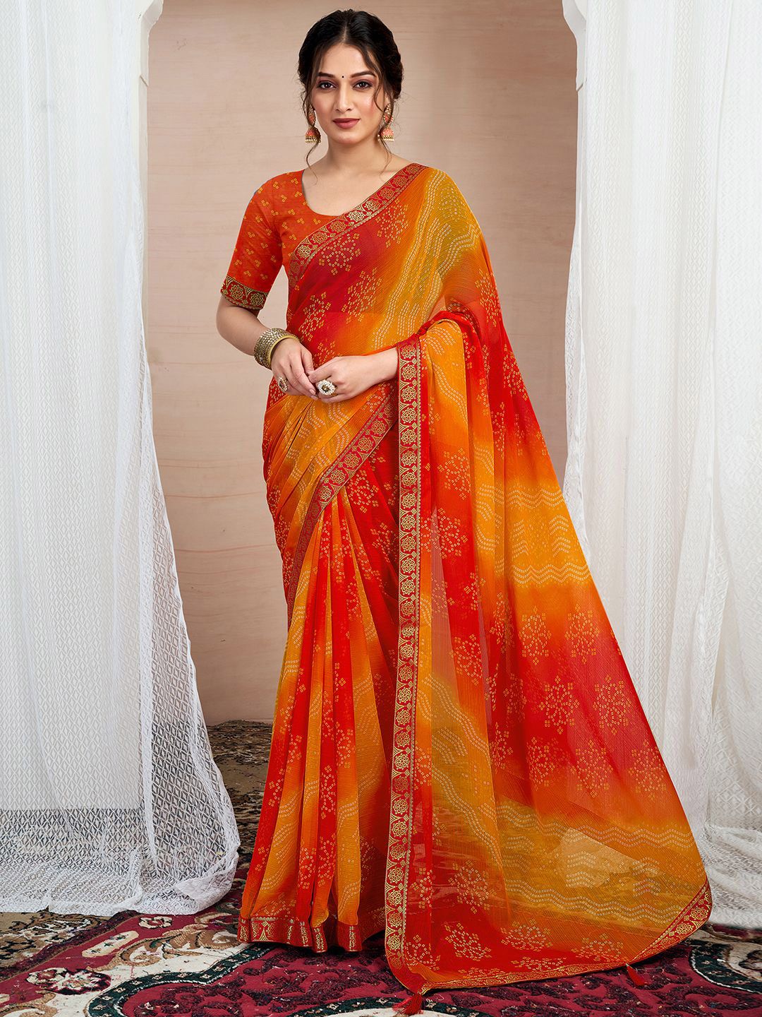 KALINI Bandhani Pure Chiffon Saree-picture-32