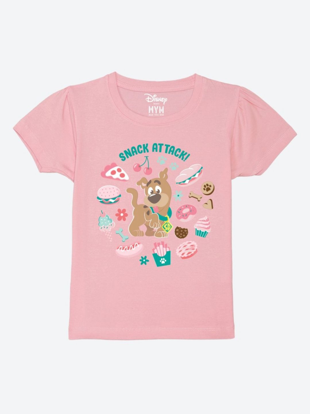 Wear Your Mind Girls Printed Puff Sleeves Pure Cotton T-shirt-picture-44