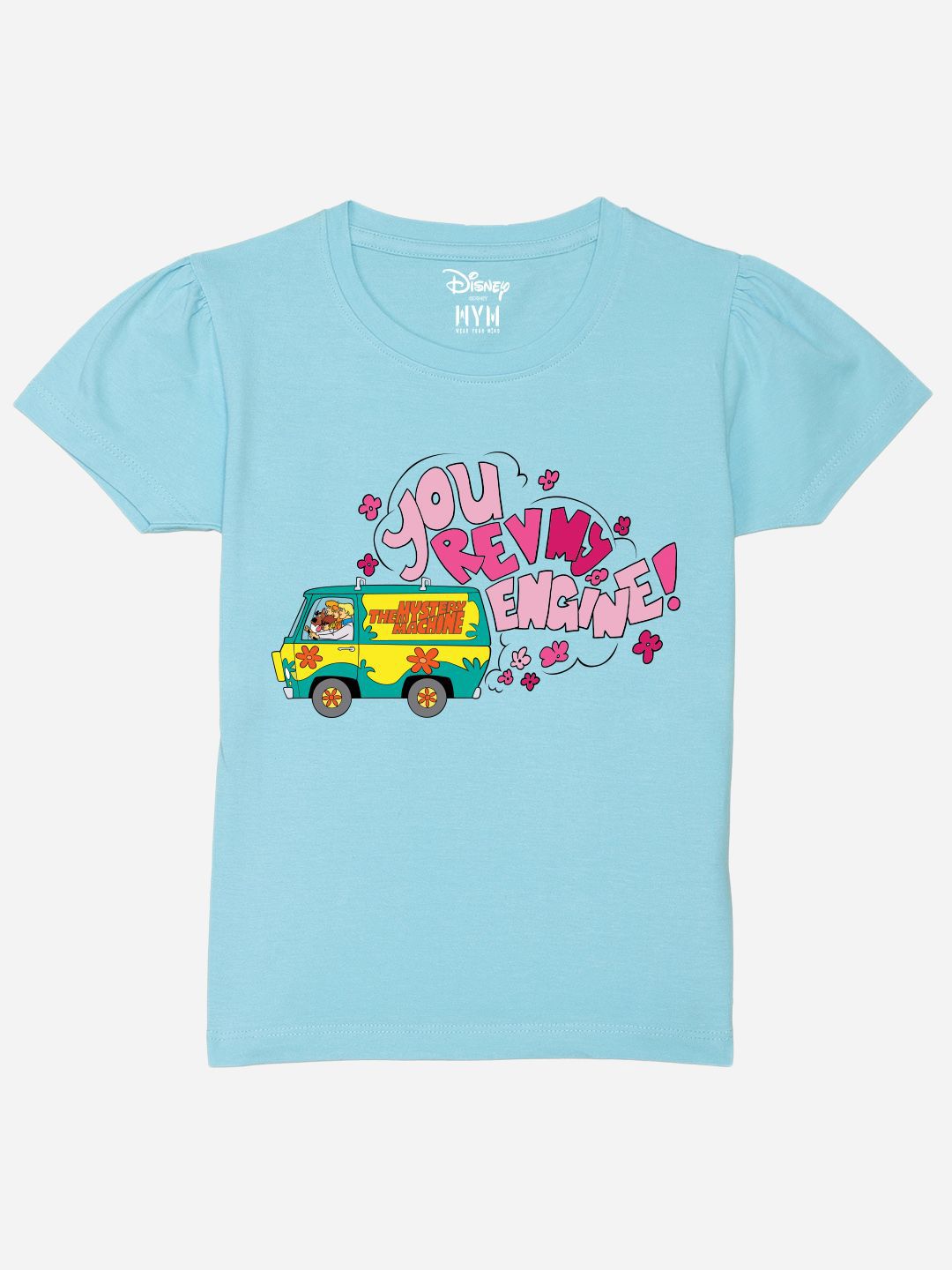 Wear Your Mind Girls Printed Puff Sleeves Pure Cotton Applique T-shirt-picture-50