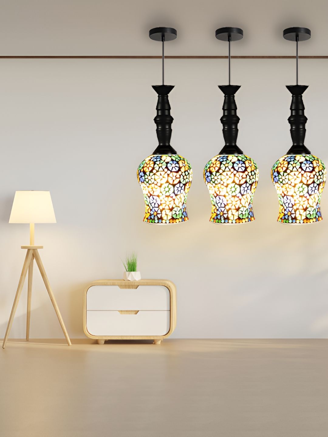 GAUVIK Green & Blue Printed Glass Ceiling Lamp-picture-36