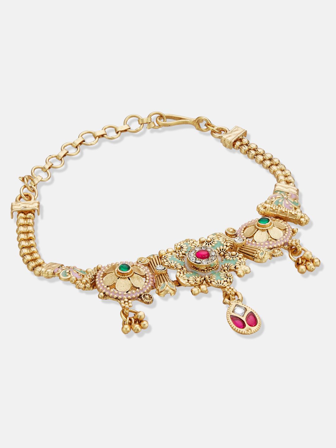 ATIBELLE Women Brass Cubic Zirconia Gold-Plated Armlet Bracelet