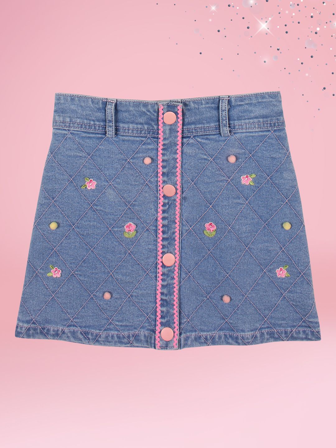 CUTECUMBER Embroidered A-Line Above Knee Length Skirt-image-9