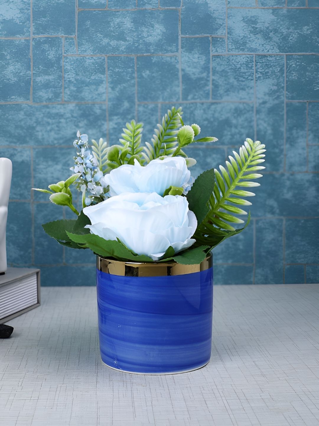 Myntra Elegant Homes Blue 1 Pieces Artificial Plant With Pot-picture-41