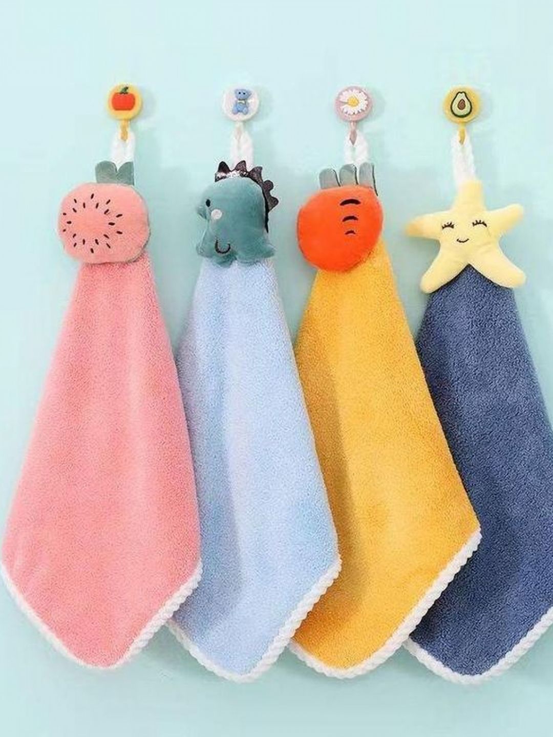 FAVRIA 4-Pcs Yellow & Blue Square Shape Hand Towel-image-16