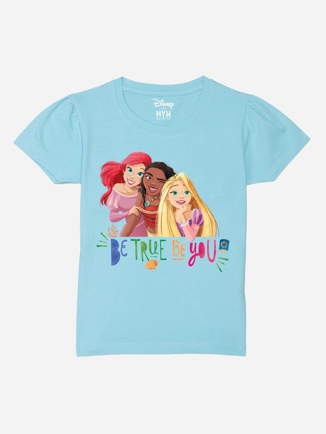 Wear Your Mind Girls Printed Puff Sleeves Pure Cotton T-shirt-picture-47