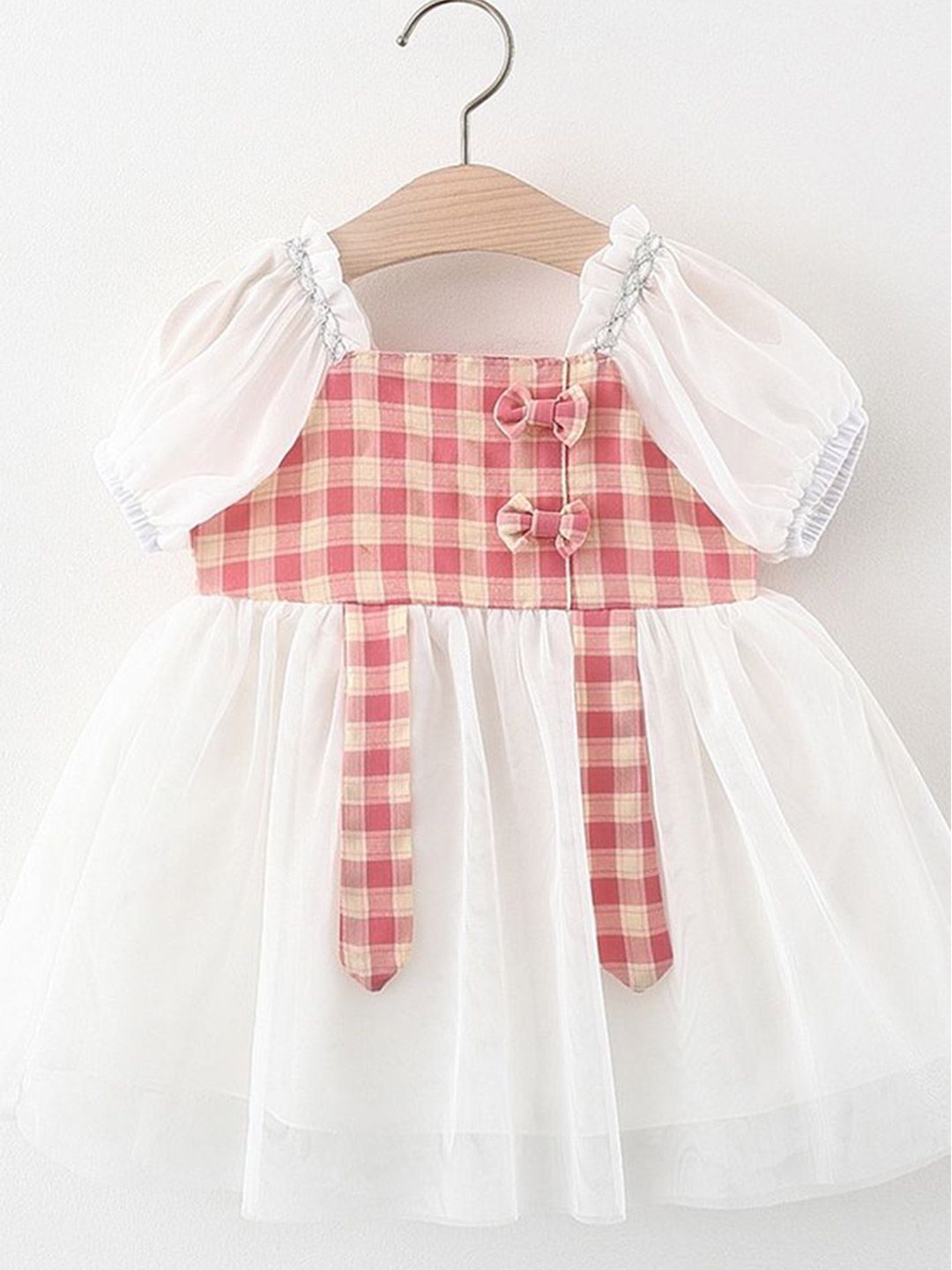 LULU & SKY Checked Puff Sleeve Fit & Flare Dress-picture-49