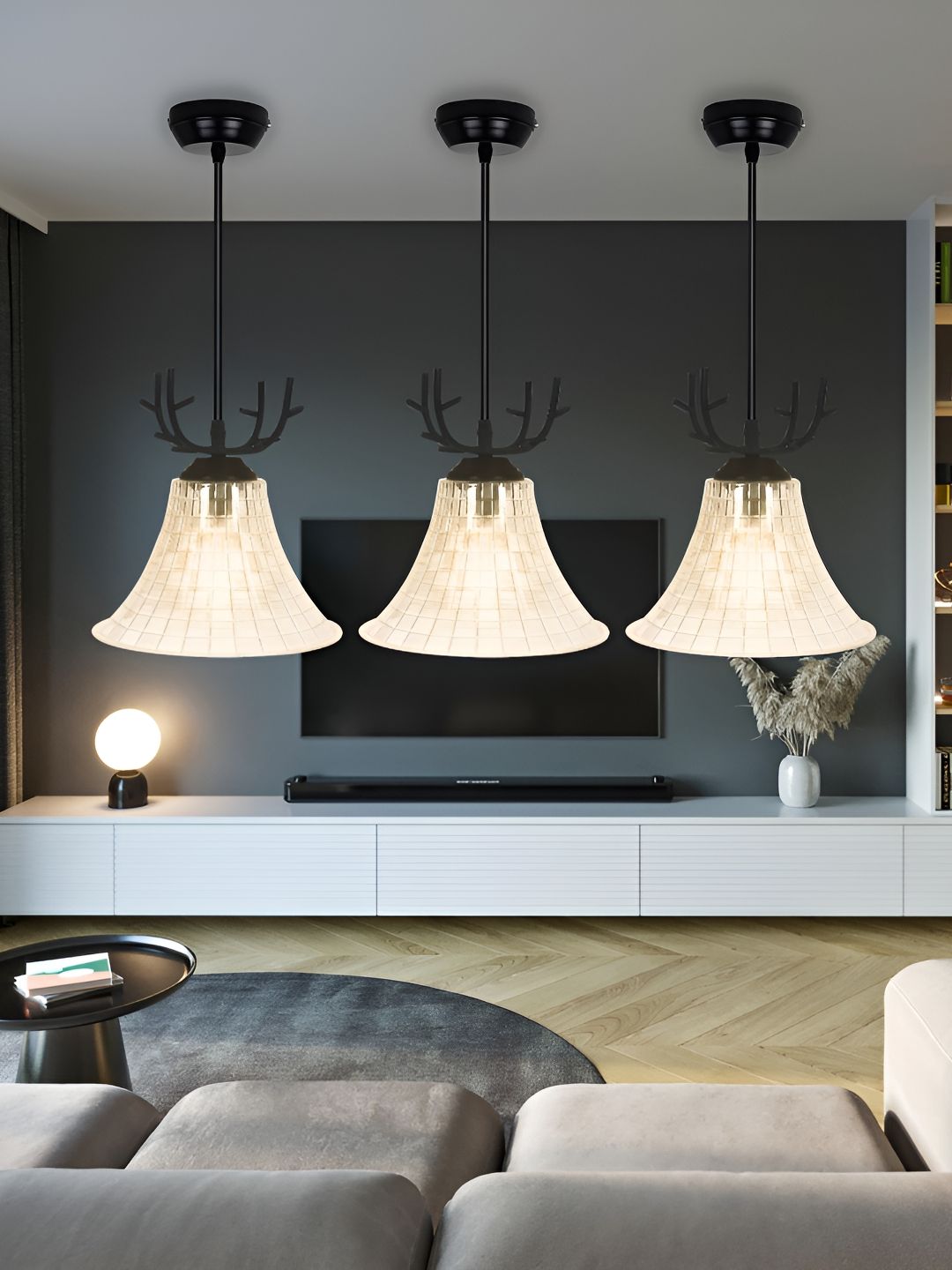 GAUVIK Transparent & Black Glass Ceiling Lamp-picture-39