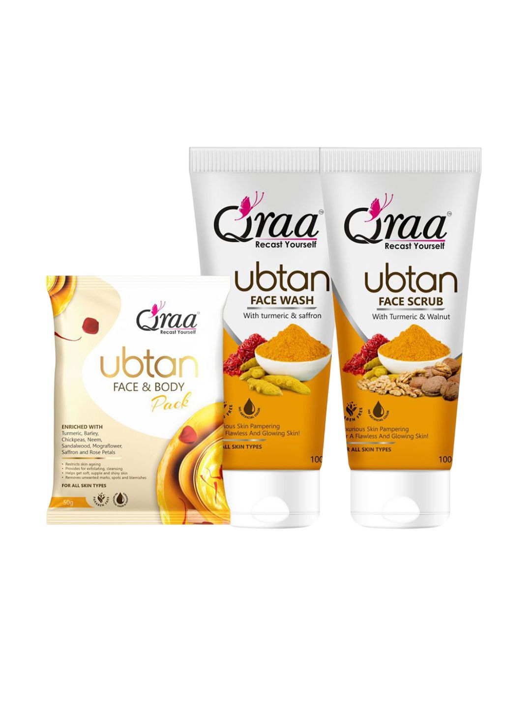 Qraa Set Of 3 Ubtan Face Wash Scrub & Face Pack-picture-53