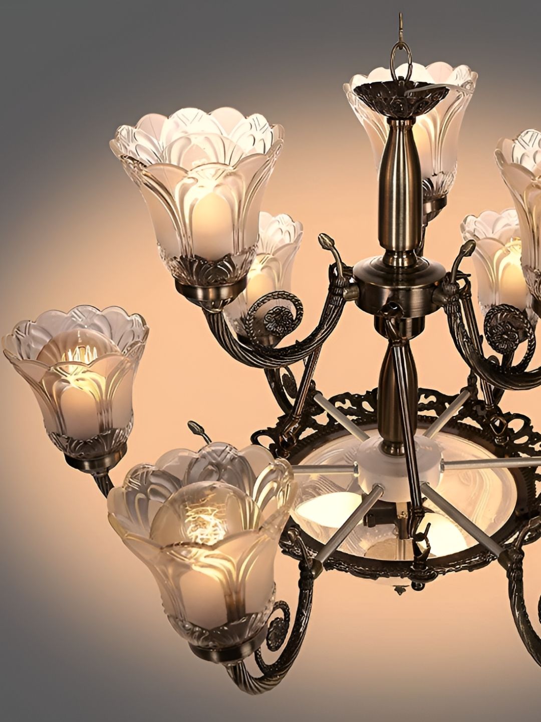 GAUVIK Gold-Toned & Transparent Textured Glass Traditional Ceiling Lamp-picture-36