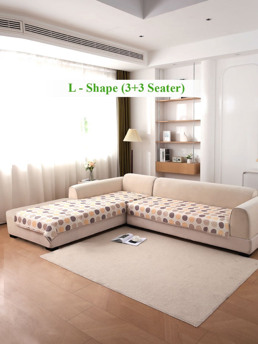 HOKIPO Brown & Yellow Printed Polyester 2 Piece Sofa Cover-picture-17