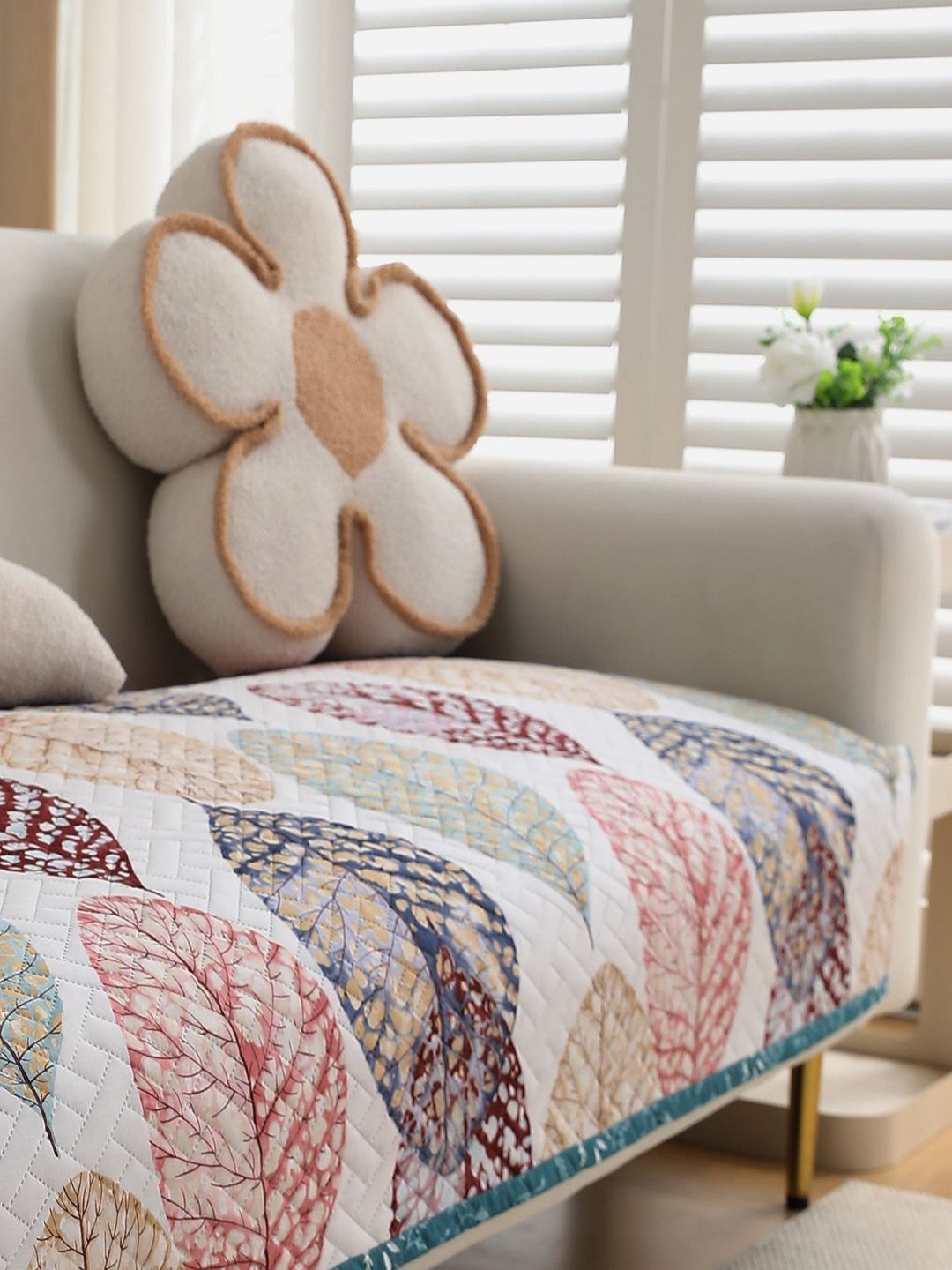 HOKIPO White & Red Printed Polyester 2 Piece Sofa Cover-picture-32