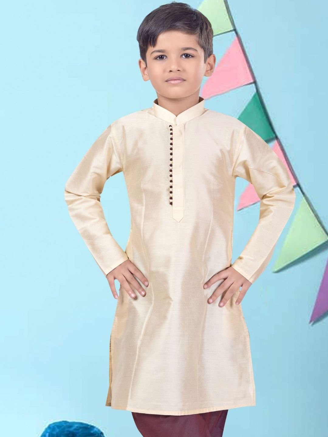 Pehanaava Boys Yoke Design Thread Work Kurta-picture-18