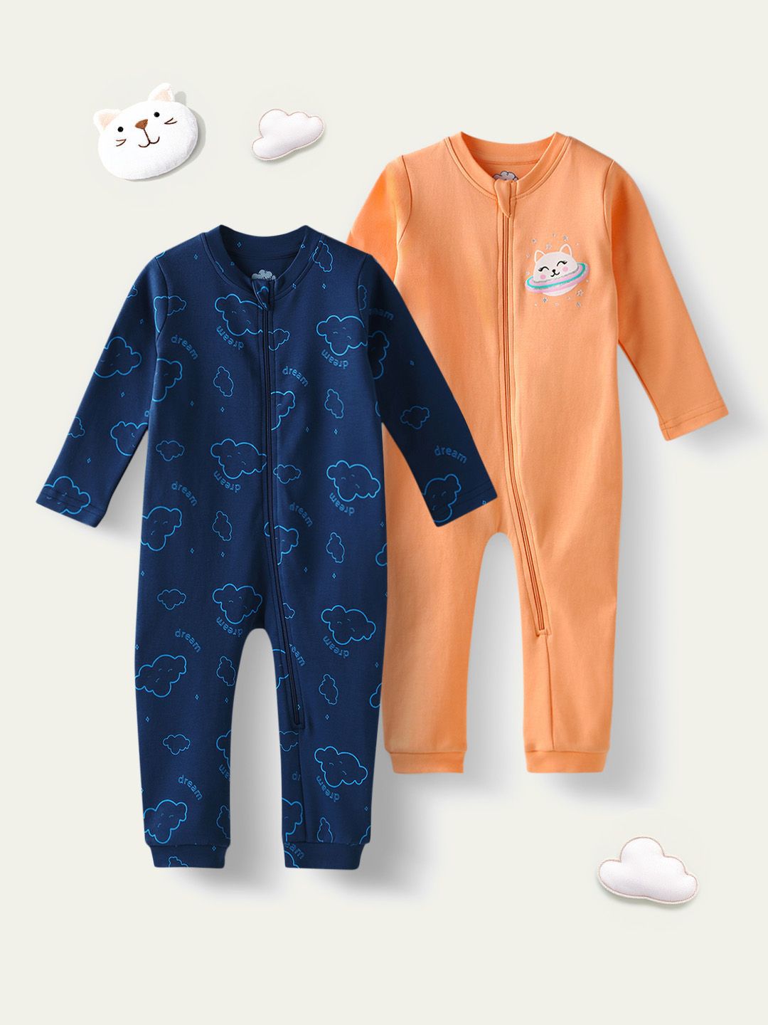 Nauti Nati Unisex Kids Pack of 2 Printed Sleepsuit-picture-13