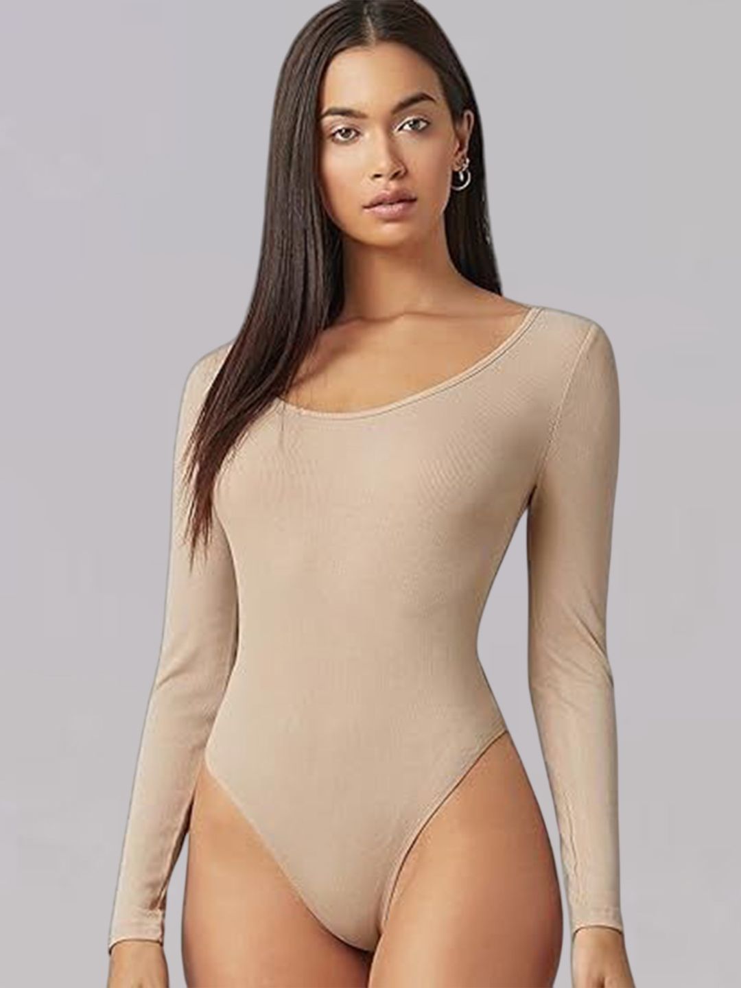 TRENDY ERA Round Neck Long Sleeves Bodysuit-picture-30