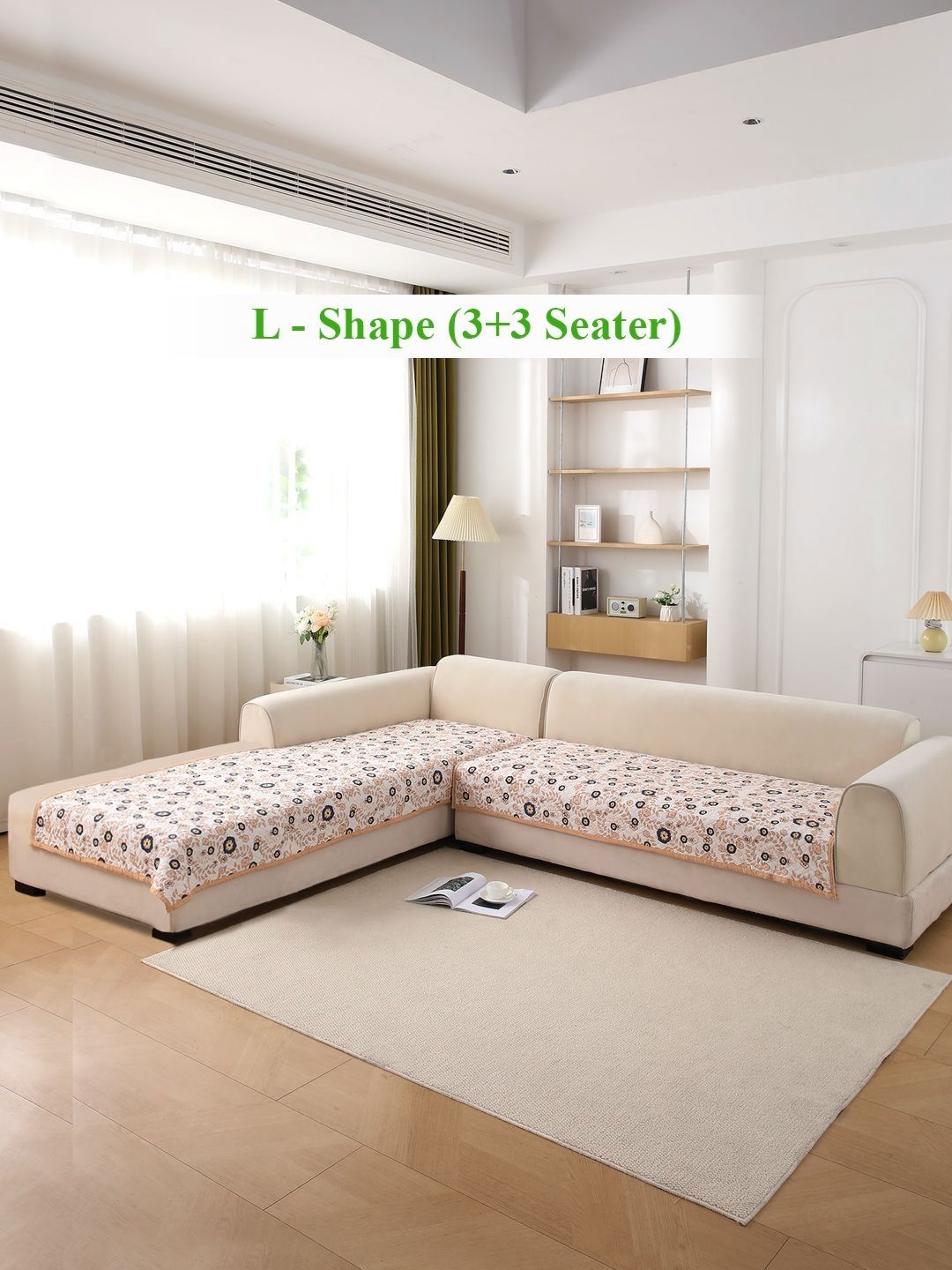 HOKIPO White & Blue Printed Polyester 2 Piece Sofa Cover-picture-29
