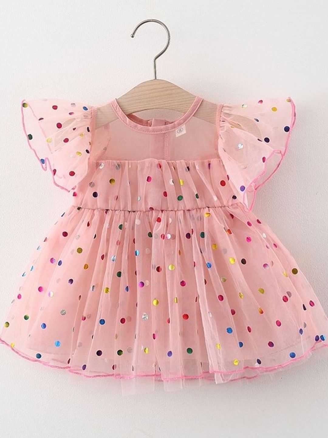 LULU & SKY Polka Dot Print Cold-Shoulder Fit & Flare Dress-picture-37