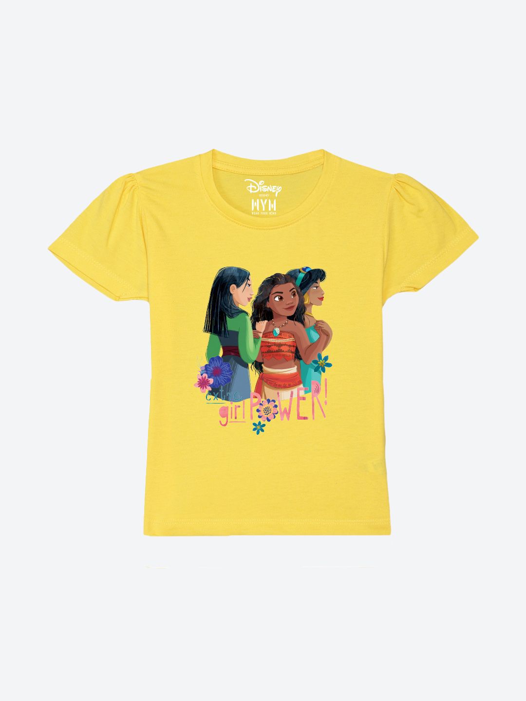 Wear Your Mind Girls Printed Puff Sleeves Pure Cotton Applique T-shirt-picture-53