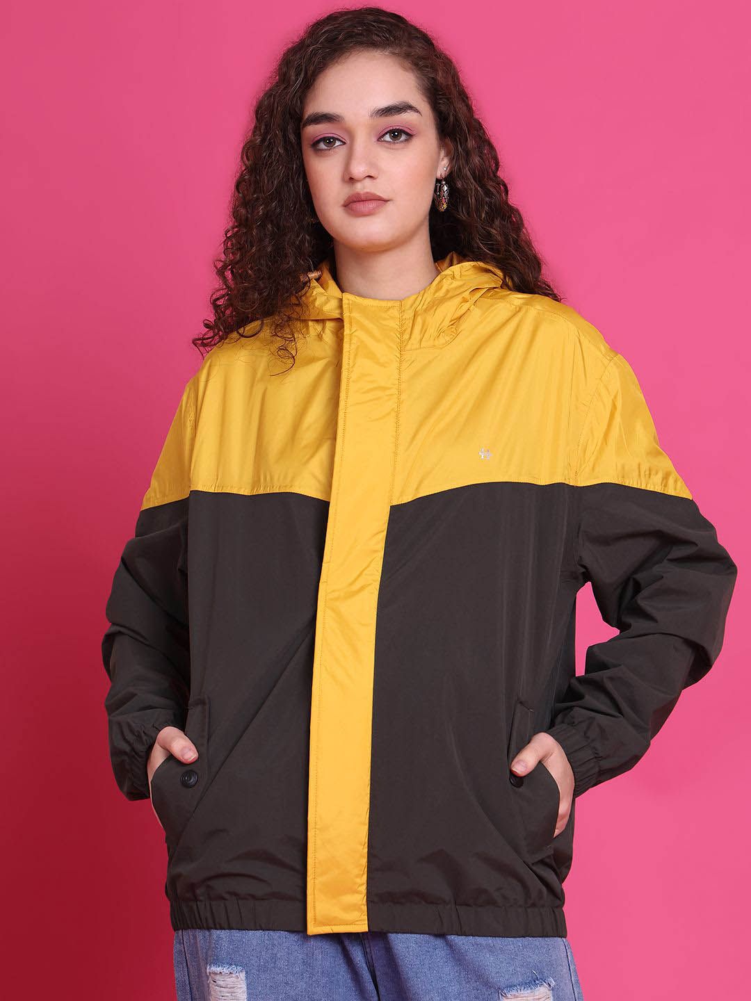 HOUSE OF VEDAS Color Blocked Waterproof Hooded Rain Jacket-image-17