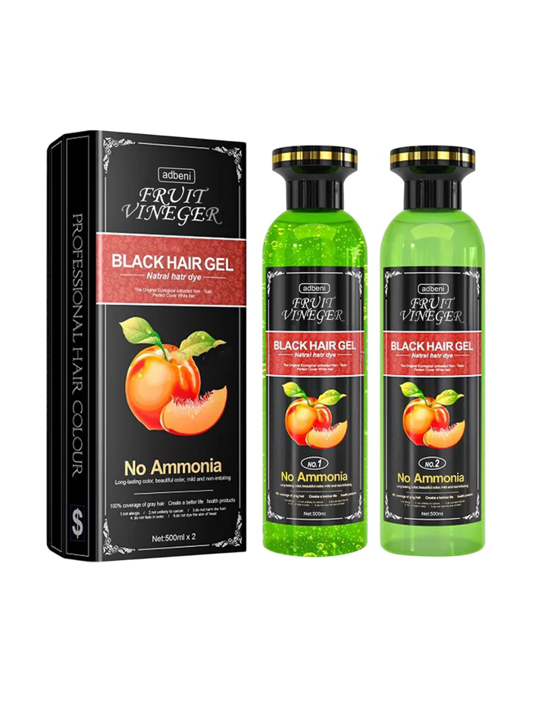 Adbeni Set Of 2 Fruit Vinegar Black Gel Hair Color- 500 ml Each-picture-22