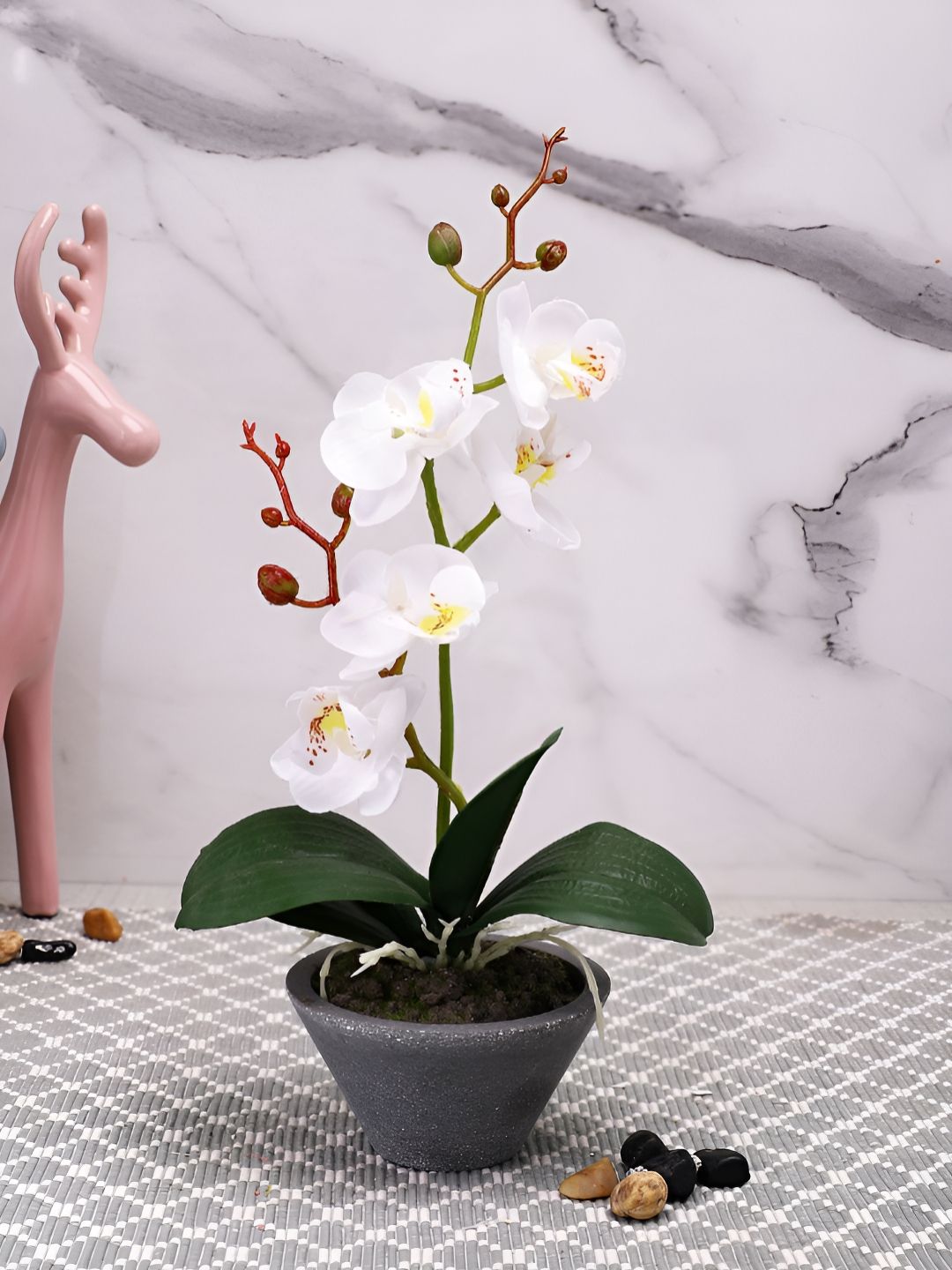 TAYHAA Grey 1 Pieces Orchid Artificial Plant With Pot-picture-34