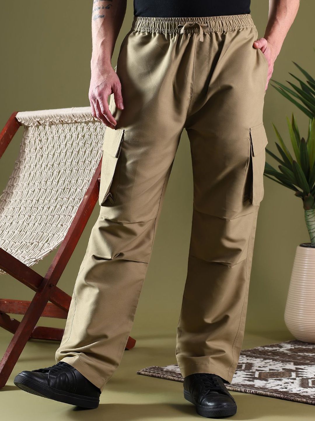 Kotty Men Relaxed Easy Wash Cargos Trousers-picture-40