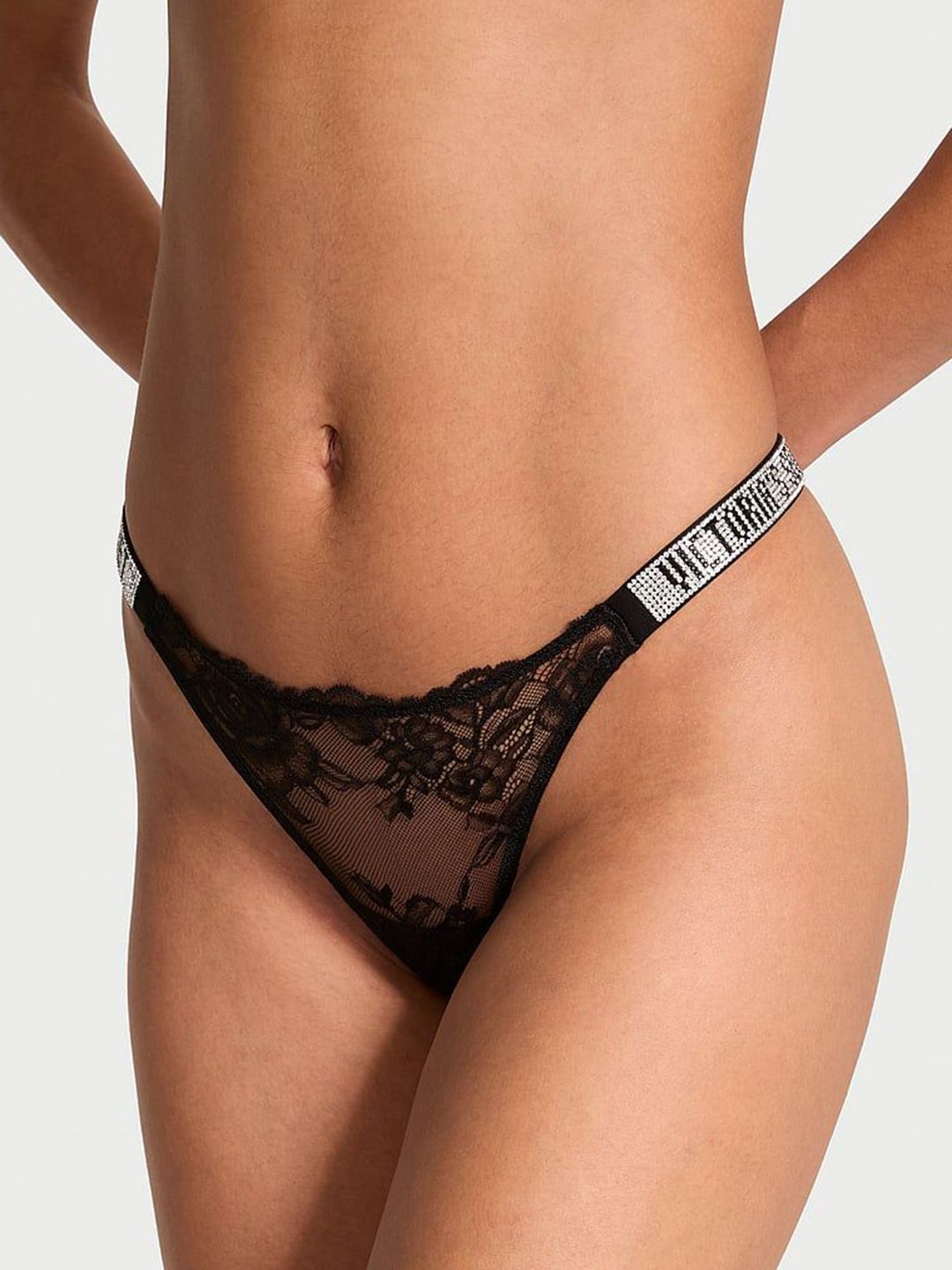 Victoria's Secret Very Sexy Shine Strap Rose Lace Thong Brief 112505356GFG-picture-53