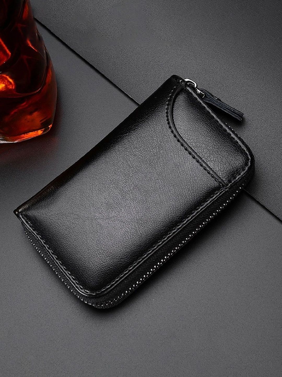 WATCHSTAR Men Zip Detail Leather Zip Around Wallet