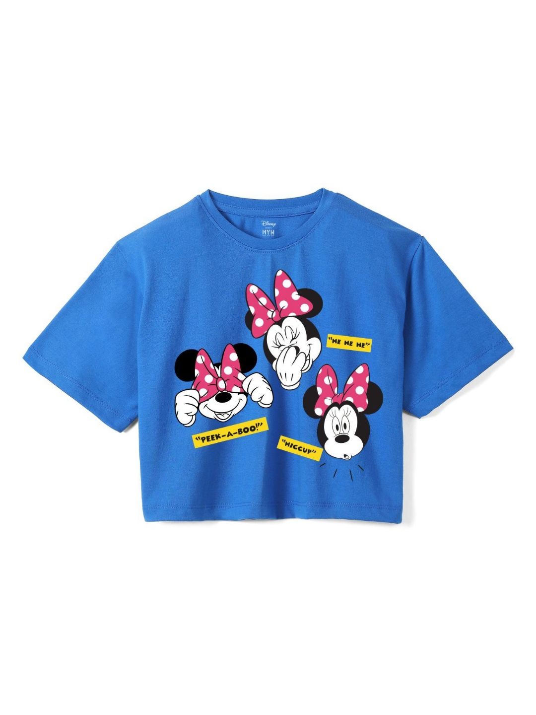 Wear Your Mind Girls Minnie Mouse Printed Pure Cotton Applique Boxy T-shirt-picture-19
