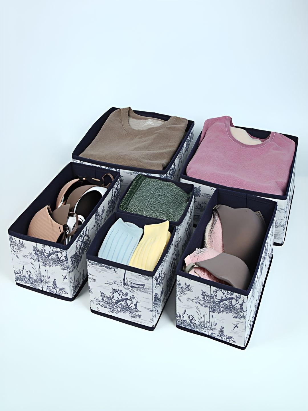 HOUSE OF QUIRK Blue Set of 6 Regular Drawer Organiser Organisers-image-45