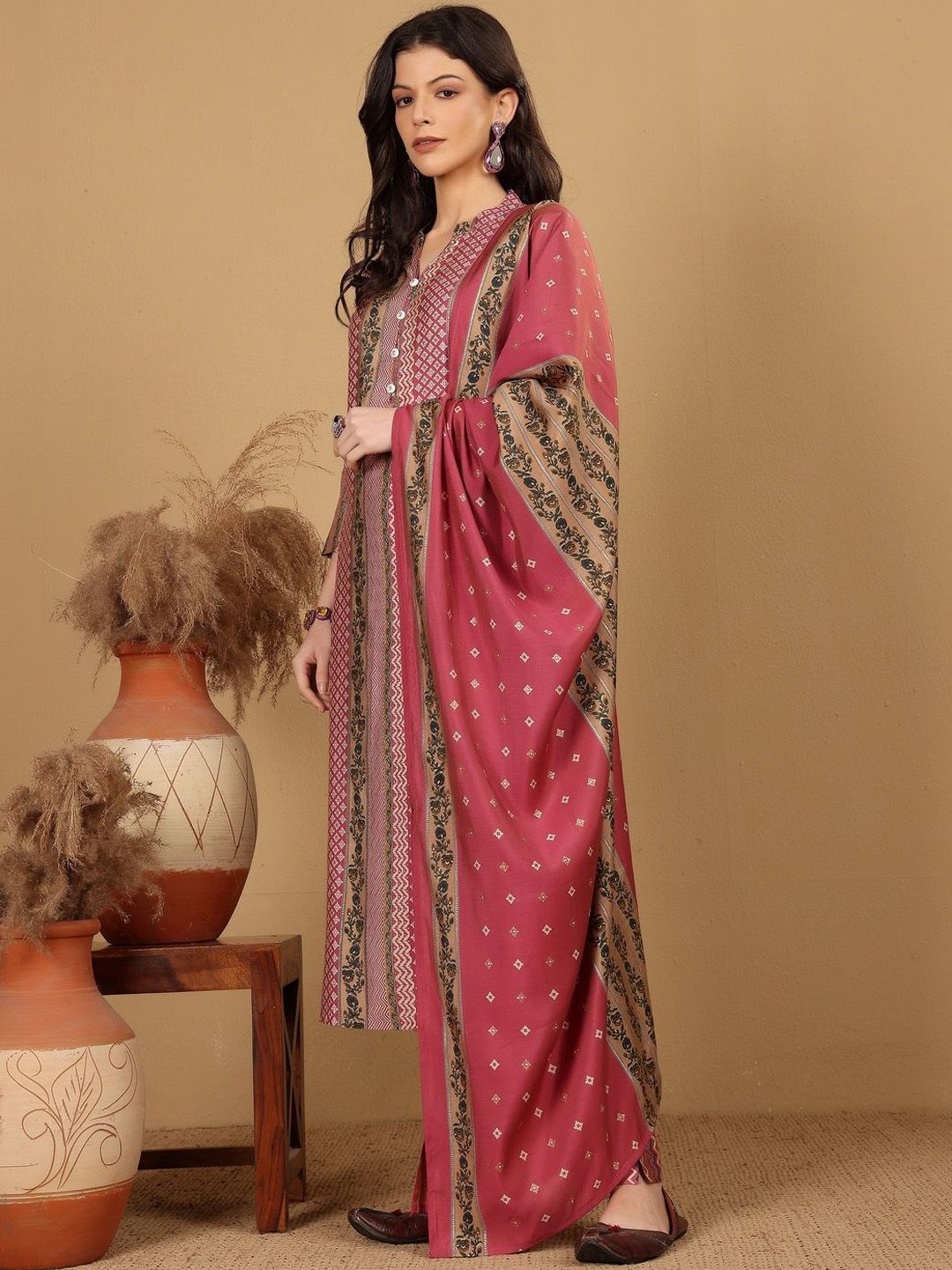 all about you Women Floral Printed Regular Beads and Stones Kurta with Trousers & With Dupatta-picture-45