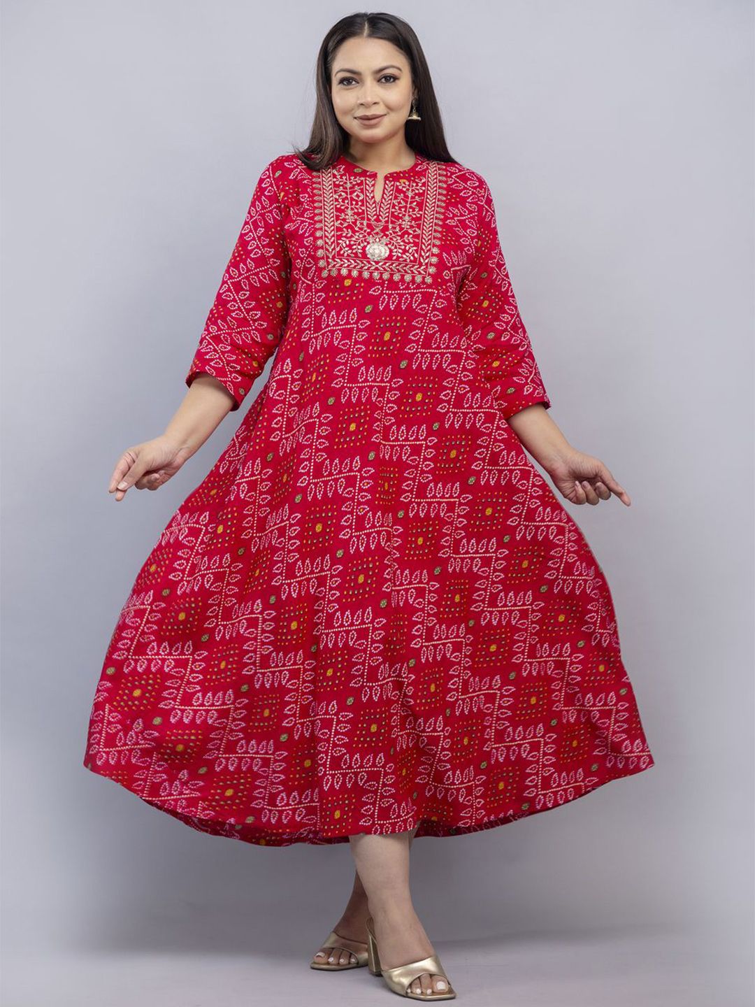 Fashion Zest Floral Embroidered Fit & Flare Maxi Dress
