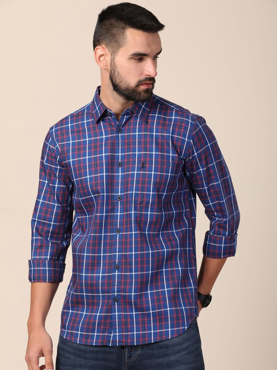 MERCHANT MARINE Men Standard Slim Fit Tartan Checks Sheer Checked Casual Shirt-picture-17