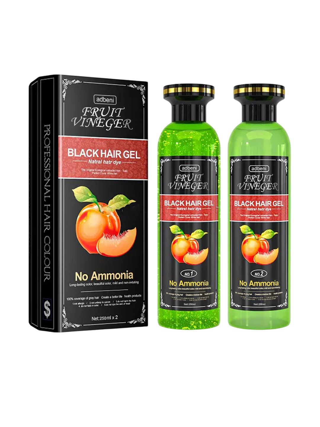 Adbeni Set Of 2 Fruit Vinegar Black Gel Hair Color- 250 ml Each-picture-25
