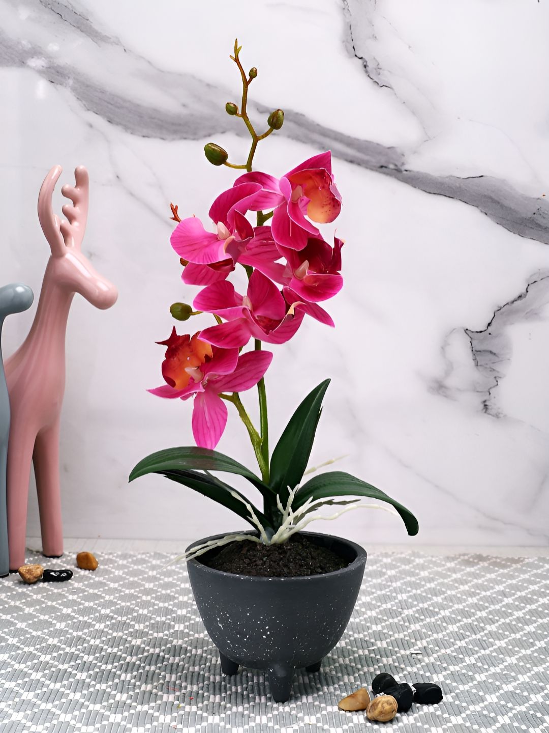 TAYHAA Grey 1 Pieces Orchid Artificial Plant With Pot-picture-10