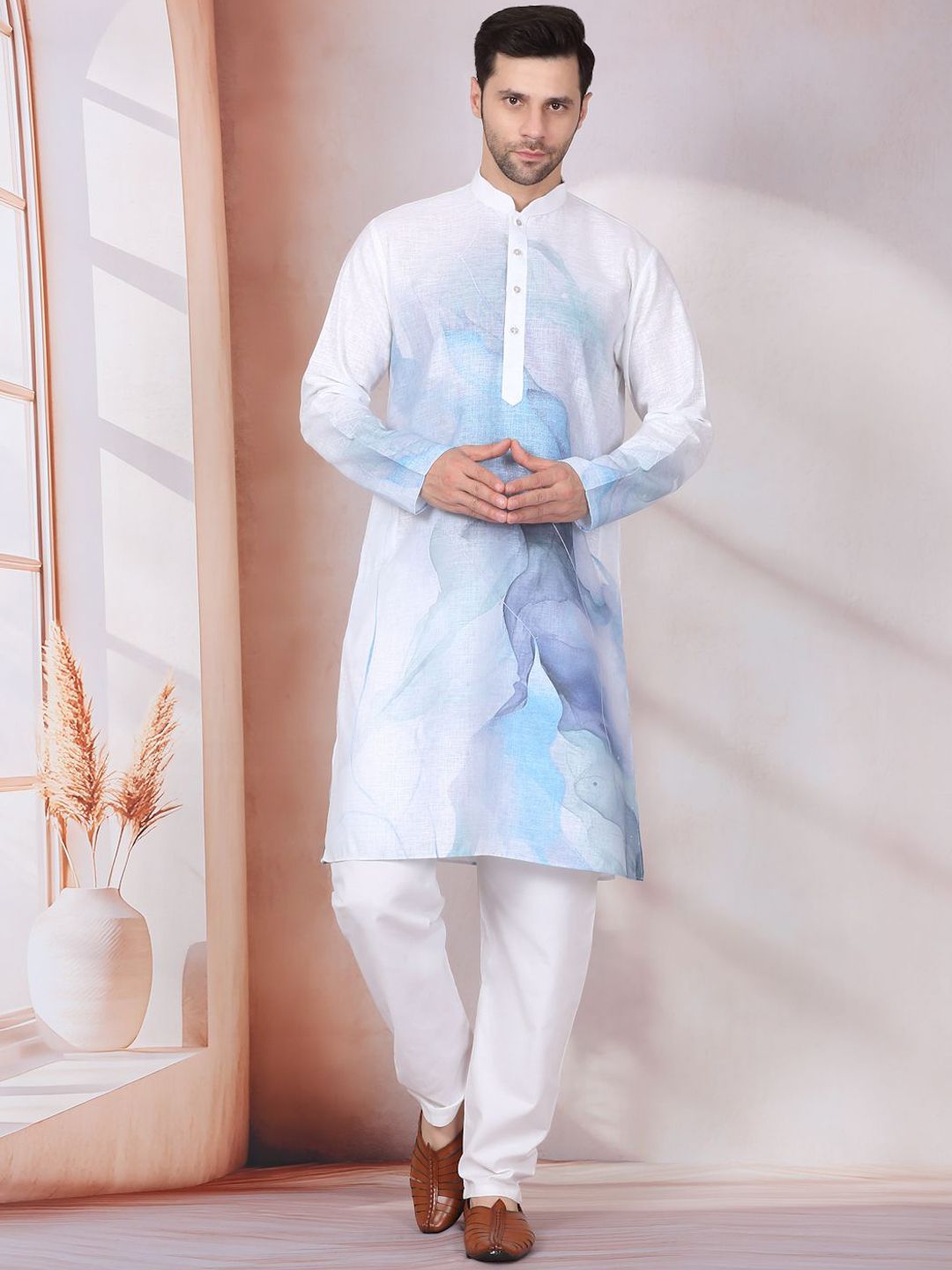 KRAFT INDIA Men Dyed Regular Kurta with Pyjamas-picture-27