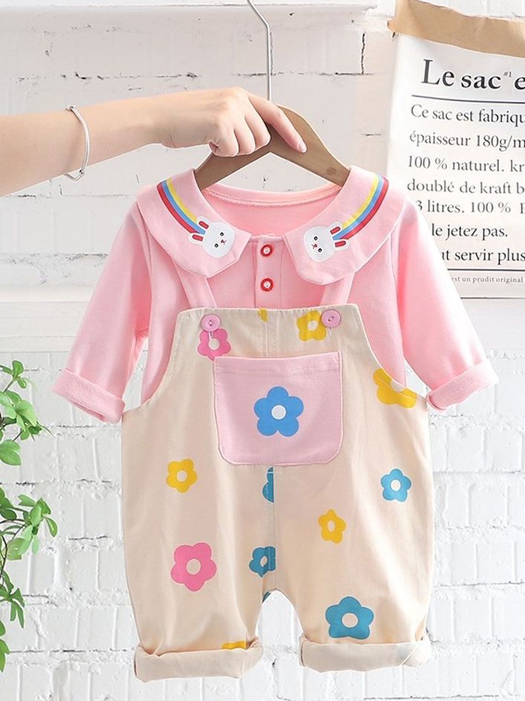 LULU & SKY Girls Floral Printed Dungaree With Polo Top-picture-37