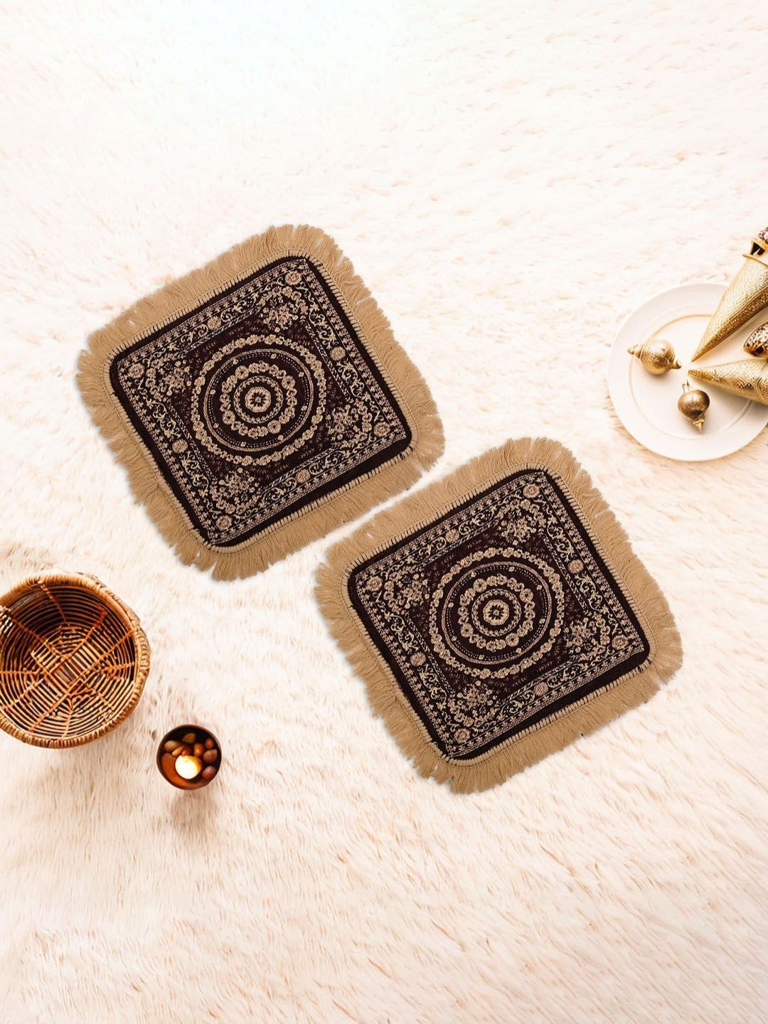 Aura 2-Pcs Brown & Beige Printed FloorMats-image-29