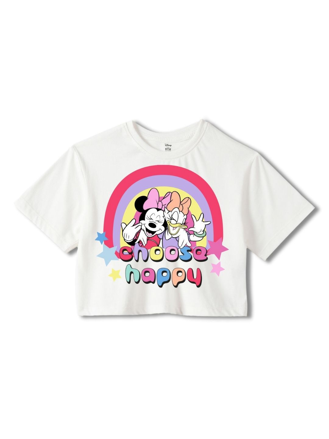 Wear Your Mind Girls Minnie Mouse Printed Pure Cotton Applique Boxy T-shirt-picture-17