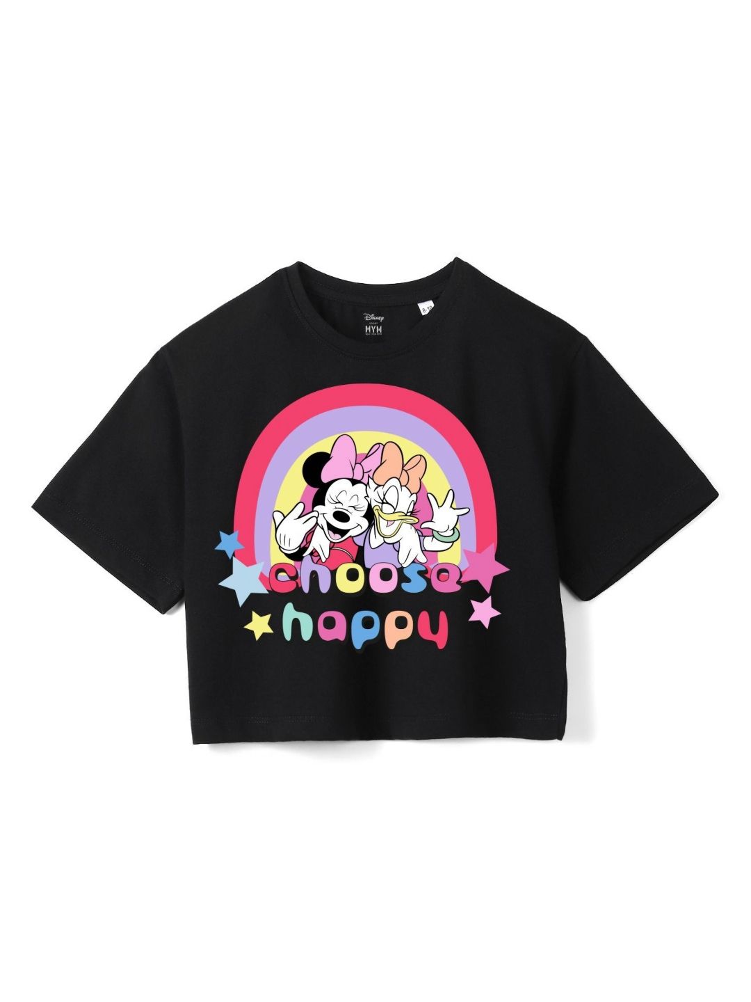 Wear Your Mind Girls Minnie Mouse Printed Pure Cotton Applique Boxy T-shirt-picture-18