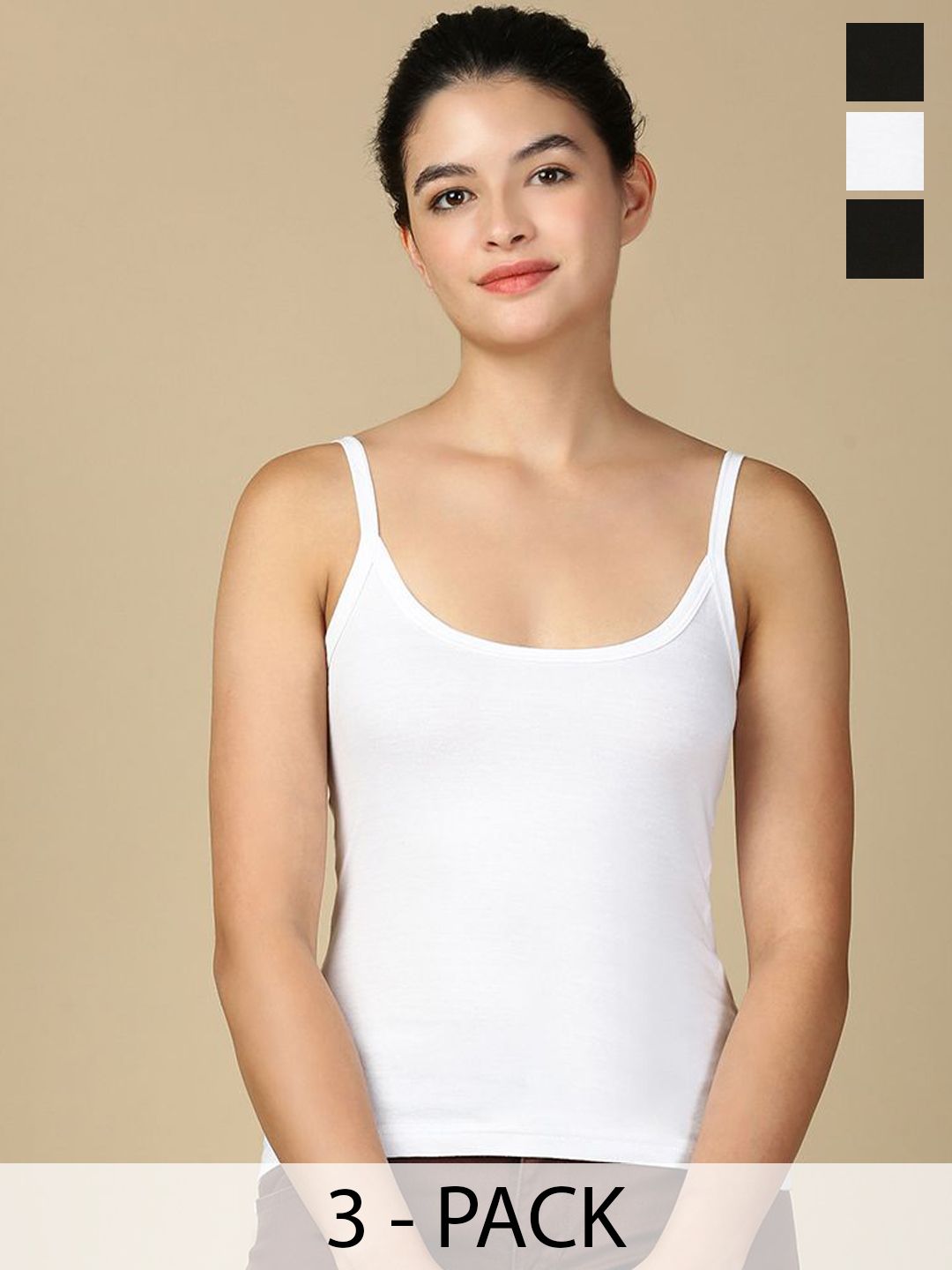 Lux Cozi Set Of 3 Cotton Non Padded Camisoles-picture-24